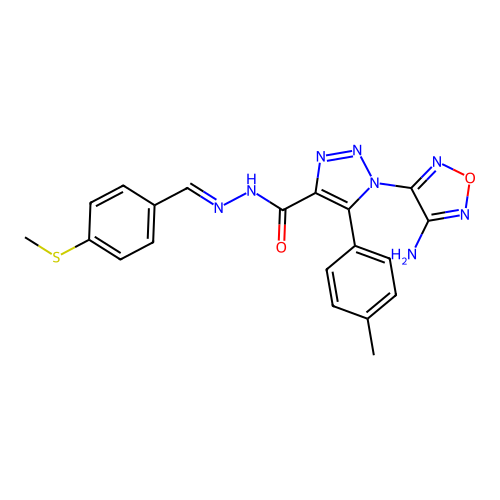 (E)-1-(4-amino-1,2,5-oxadiazol-3-yl)-N'-(4-(methylthio)benzylidene)-5-(p-tolyl)-1H-1,2,3-triazole-4-carbohydrazide structure