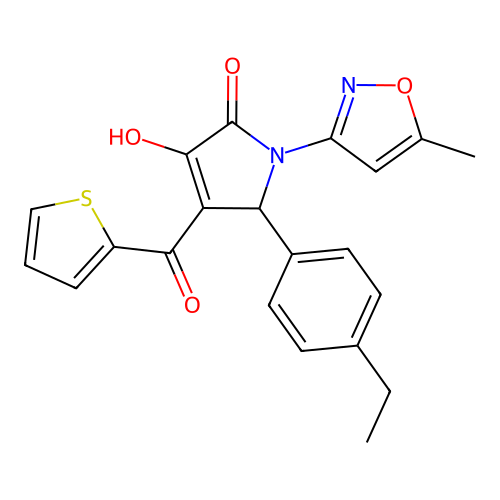 5-(4-ethylphenyl)-3-hydroxy-1-(5-methyl-1,2-oxazol-3-yl)-4-(thiophen-2-ylcarbonyl)-1,5-dihydro-2H-pyrrol-2-one structure