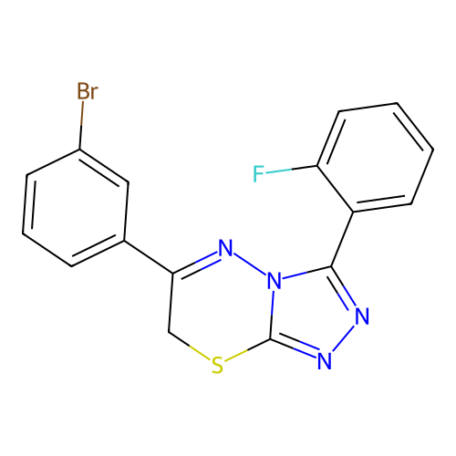 6-(3-bromophenyl)-3-(2-fluorophenyl)-7H-[1,2,4]triazolo[3,4-b][1,3,4]thiadiazine structure