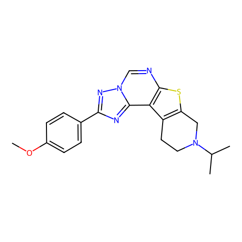2-(4-methoxyphenyl)-9-(propan-2-yl)-8,9,10,11-tetrahydropyrido[4',3':4,5]thieno[3,2-e][1,2,4]triazolo[1,5-c]pyrimidine structure