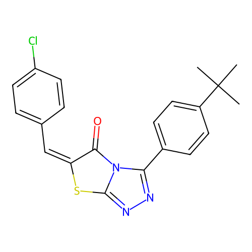 (6E)-3-(4-tert-butylphenyl)-6-[(4-chlorophenyl)methylidene]-[1,3]thiazolo[2,3-c][1,2,4]triazol-5-one structure
