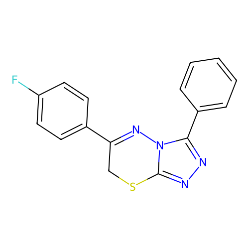 6-(4-fluorophenyl)-3-phenyl-7H-[1,2,4]triazolo[3,4-b][1,3,4]thiadiazine structure