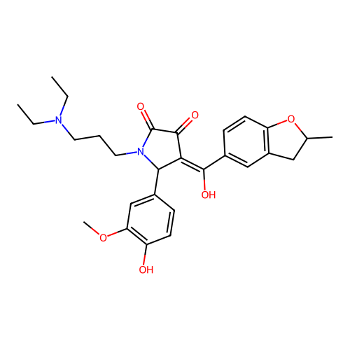(4E)-1-[3-(diethylamino)propyl]-5-(4-hydroxy-3-methoxyphenyl)-4-[hydroxy-(2-methyl-2,3-dihydro-1-benzofuran-5-yl)methylidene]pyrrolidine-2,3-dione structure