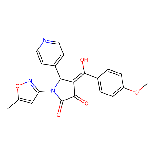 3-hydroxy-4-(4-methoxybenzoyl)-1-(5-methyl-1,2-oxazol-3-yl)-5-(pyridin-4-yl)-2,5-dihydro-1H-pyrrol-2-one structure
