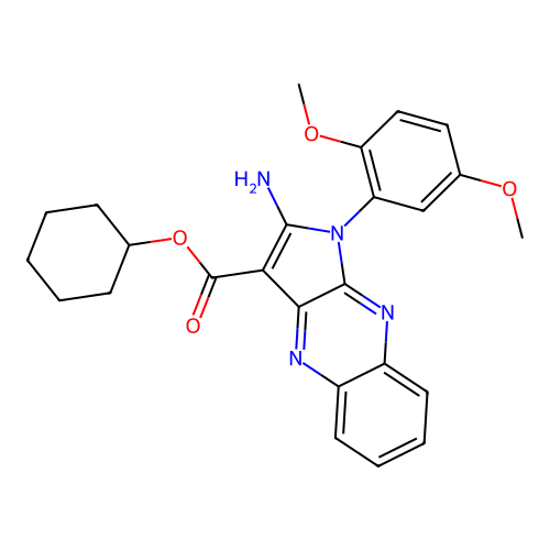 cyclohexyl 2-amino-1-(2,5-dimethoxyphenyl)-1H-pyrrolo[2,3-b]quinoxaline-3-carboxylate structure