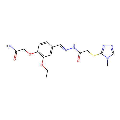 (E)-2-(2-ethoxy-4-((2-(2-((4-methyl-4H-1,2,4-triazol-3-yl)thio)acetyl)hydrazono)methyl)phenoxy)acetamide structure