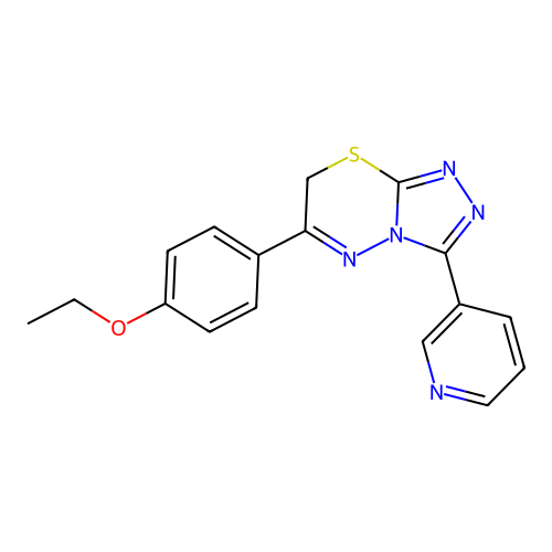 6-(4-ethoxyphenyl)-3-(pyridin-3-yl)-7H-[1,2,4]triazolo[3,4-b][1,3,4]thiadiazine structure