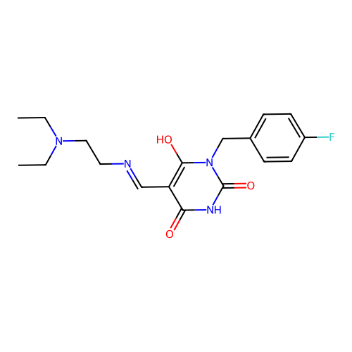5-[(2-diethylaminoethylamino)methylidene]-1-[(4-fluorophenyl)methyl]-1,3-diazinane-2,4,6-trione structure