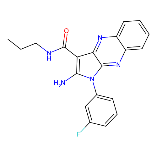 2-amino-1-(3-fluorophenyl)-N-propyl-1H-pyrrolo[2,3-b]quinoxaline-3-carboxamide structure