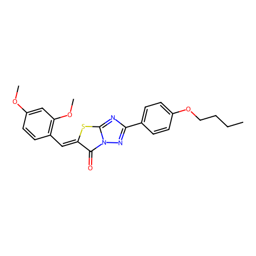 (Z)-2-(4-butoxyphenyl)-5-(2,4-dimethoxybenzylidene)thiazolo[3,2-b][1,2,4]triazol-6(5H)-one structure