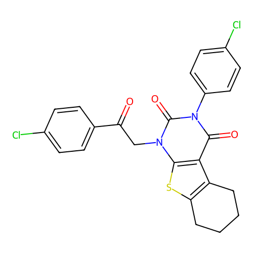 3-(4-chlorophenyl)-1-(2-(4-chlorophenyl)-2-oxoethyl)-5,6,7,8-tetrahydrobenzo[4,5]thieno[2,3-d]pyrimidine-2,4(1H,3H)-dione structure