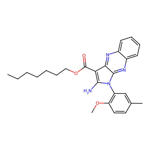 heptyl 2-amino-1-(2-methoxy-5-methylphenyl)-1H-pyrrolo[2,3-b]quinoxaline-3-carboxylate structure