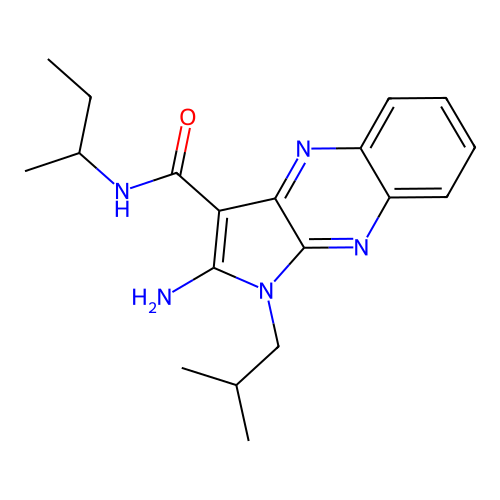 2-amino-N-(butan-2-yl)-1-(2-methylpropyl)-1H-pyrrolo[2,3-b]quinoxaline-3-carboxamide structure