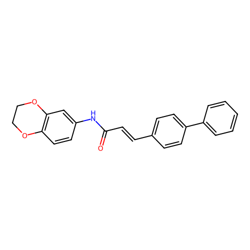 N-(2,3-dihydro-1,4-benzodioxin-6-yl)-3-(4-phenylphenyl)prop-2-enamide structure
