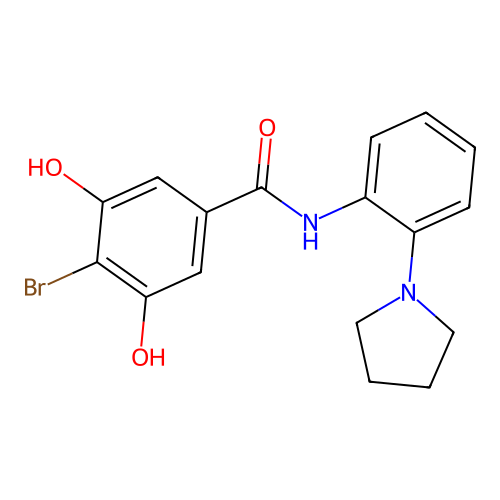 4-Bromo-3,5-dihydroxy-N-(2-(1-pyrrolidinyl)phenyl)benzamide structure
