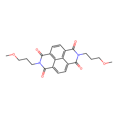 2,7-Bis(3-methoxypropyl)benzo(lmn)(3,8)phenanthroline-1,3,6,8(2H,7H)-tetrone structure