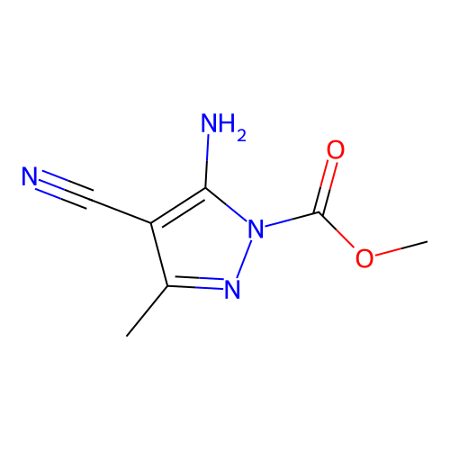 methyl 5-amino-4-cyano-3-methyl-1H-pyrazole-1-carboxylate structure