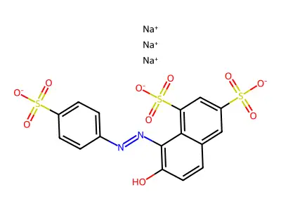 Trisodium 7-hydroxy-8-((p-sulfophenyl)azo)-1,3-naphthalenedisulfonate structure