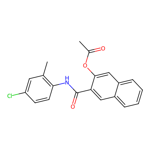 2-[N-(4-chloro-2-methylphenyl)carbamoyl]-3-naphthyl acetate structure