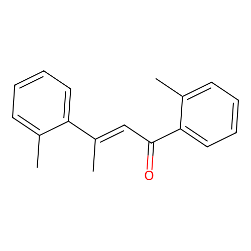 (E)-1,3-bis(2-methylphenyl)but-2-en-1-one structure