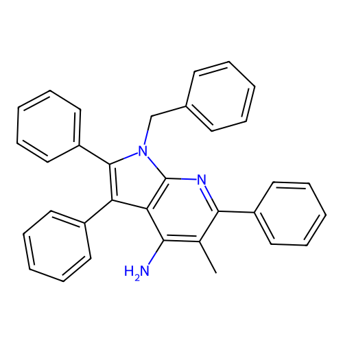 1-benzyl-5-methyl-2,3,6-triphenyl-1H-pyrrolo[2,3-b]pyridin-4-amine structure
