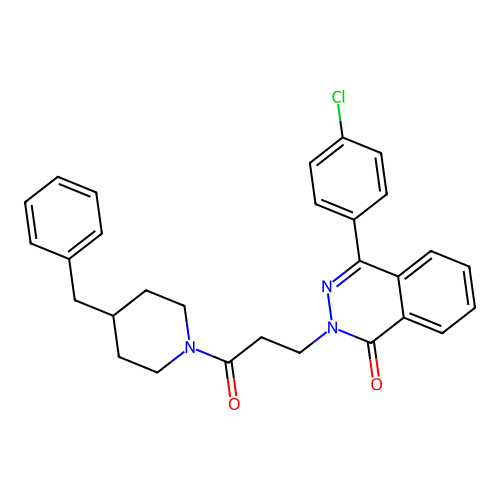 2-(3-(4-benzylpiperidin-1-yl)-3-oxopropyl)-4-(4-chlorophenyl)phthalazin-1(2H)-one structure