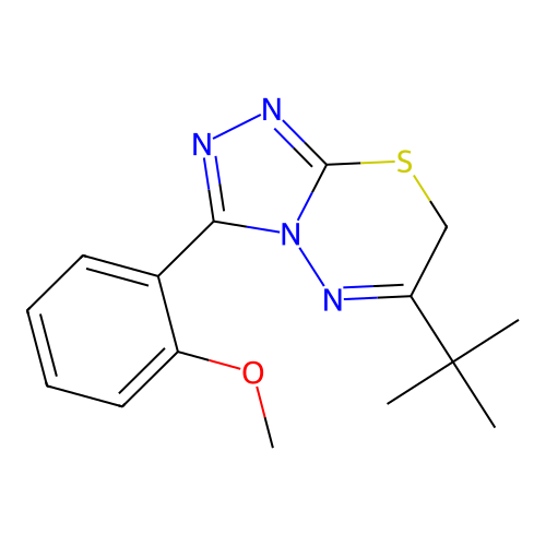 6-tert-butyl-3-(2-methoxyphenyl)-7H-[1,2,4]triazolo[3,4-b][1,3,4]thiadiazine structure