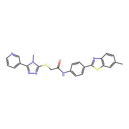 N-[4-(6-methyl-1,3-benzothiazol-2-yl)phenyl]-2-{[4-methyl-5-(pyridin-3-yl)-4H-1,2,4-triazol-3-yl]sulfanyl}acetamide structure
