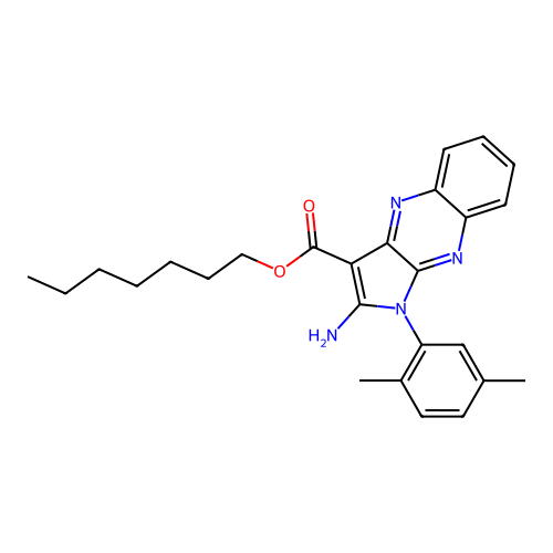 heptyl 2-amino-1-(2,5-dimethylphenyl)-1H-pyrrolo[2,3-b]quinoxaline-3-carboxylate structure