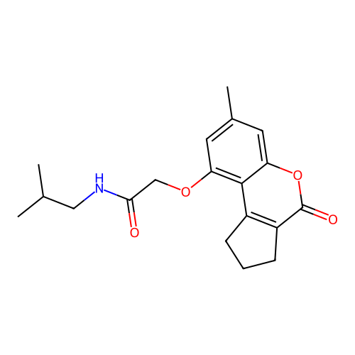 N-isobutyl-2-((7-methyl-4-oxo-1,2,3,4-tetrahydrocyclopenta[c]chromen-9-yl)oxy)acetamide structure
