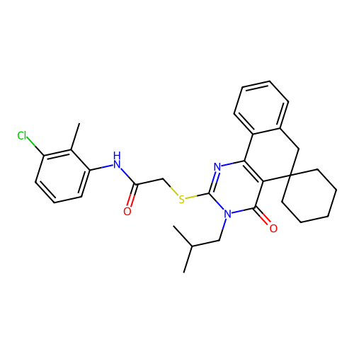 N-(3-chloro-2-methylphenyl)-2-((3-isobutyl-4-oxo-4,6-dihydro-3H-spiro[benzo[h]quinazoline-5,1'-cyclohexan]-2-yl)thio)acetamide structure
