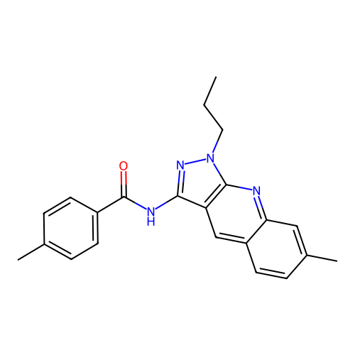 4-methyl-N-(7-methyl-1-propyl-1H-pyrazolo[3,4-b]quinolin-3-yl)benzamide structure