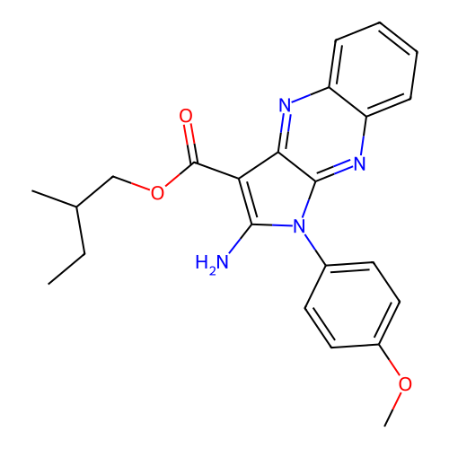 2-methylbutyl 2-amino-1-(4-methoxyphenyl)-1H-pyrrolo[2,3-b]quinoxaline-3-carboxylate structure