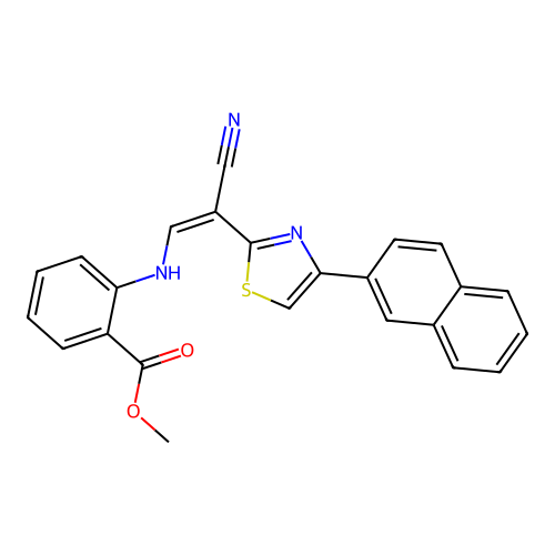 (Z)-methyl 2-((2-cyano-2-(4-(naphthalen-2-yl)thiazol-2-yl)vinyl)amino)benzoate structure