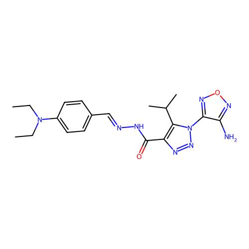 (E)-1-(4-amino-1,2,5-oxadiazol-3-yl)-N'-(4-(diethylamino)benzylidene)-5-isopropyl-1H-1,2,3-triazole-4-carbohydrazide structure