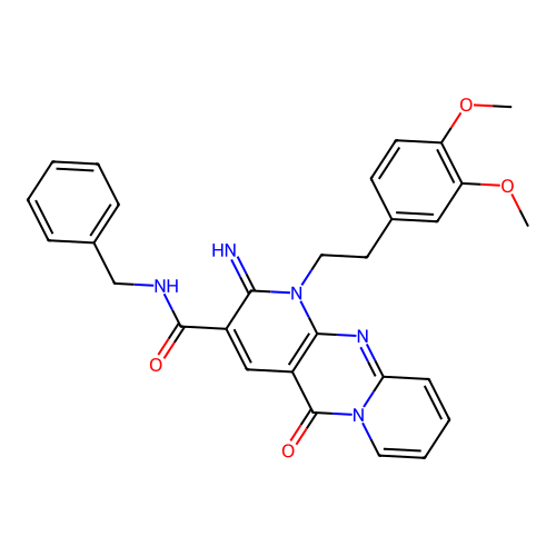 N-benzyl-1-[2-(3,4-dimethoxyphenyl)ethyl]-2-imino-5-oxo-1,5-dihydro-2H-dipyrido[1,2-a:2',3'-d]pyrimidine-3-carboxamide structure