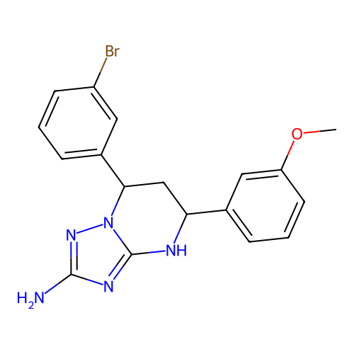7-(3-bromophenyl)-5-(3-methoxyphenyl)-4,5,6,7-tetrahydro[1,2,4]triazolo[1,5-a]pyrimidin-2-amine structure