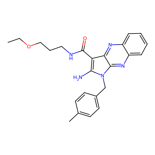 2-amino-N-(3-ethoxypropyl)-1-(4-methylbenzyl)-1H-pyrrolo[2,3-b]quinoxaline-3-carboxamide structure