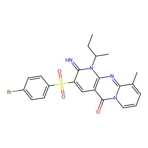 3-[(4-bromophenyl)sulfonyl]-1-(butan-2-yl)-2-imino-10-methyl-1,2-dihydro-5H-dipyrido[1,2-a:2',3'-d]pyrimidin-5-one structure
