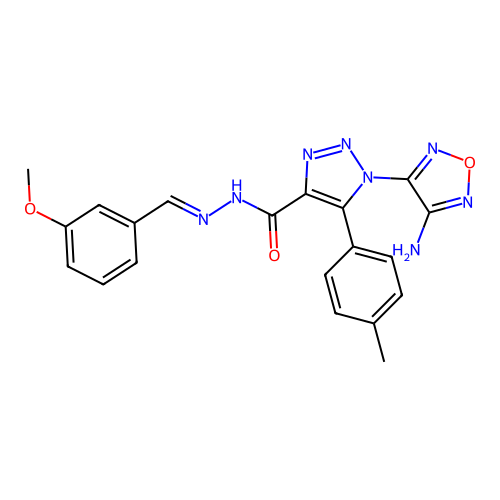 (E)-1-(4-amino-1,2,5-oxadiazol-3-yl)-N'-(3-methoxybenzylidene)-5-(p-tolyl)-1H-1,2,3-triazole-4-carbohydrazide structure