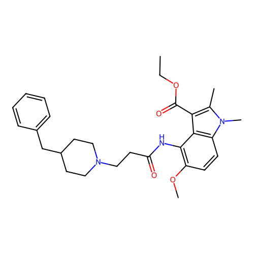 ethyl 4-[3-(4-benzylpiperidin-1-yl)propanoylamino]-5-methoxy-1,2-dimethylindole-3-carboxylate structure