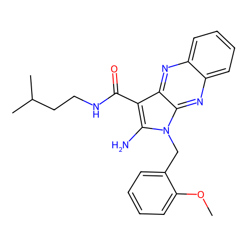 2-amino-1-[(2-methoxyphenyl)methyl]-N-(3-methylbutyl)pyrrolo[3,2-b]quinoxaline-3-carboxamide structure