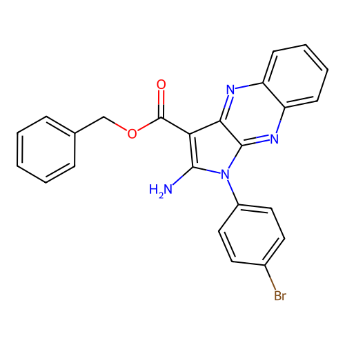 benzyl 2-amino-1-(4-bromophenyl)-1H-pyrrolo[2,3-b]quinoxaline-3-carboxylate structure