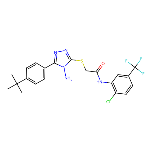 2-{[4-amino-5-(4-tert-butylphenyl)-4H-1,2,4-triazol-3-yl]sulfanyl}-N-[2-chloro-5-(trifluoromethyl)phenyl]acetamide structure