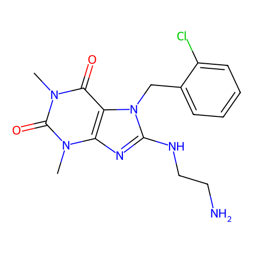 8-(2-Amino-ethylamino)-7-(2-chloro-benzyl)-1,3-dimethyl-3,7-dihydro-purine-2,6-dione structure
