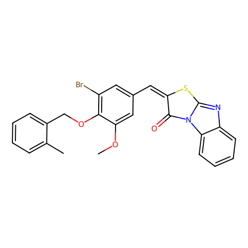(E)-2-(3-bromo-5-methoxy-4-((2-methylbenzyl)oxy)benzylidene)benzo[4,5]imidazo[2,1-b]thiazol-3(2H)-one structure