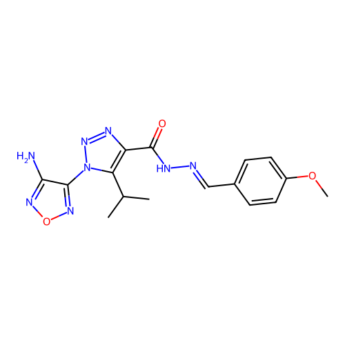 (E)-1-(4-amino-1,2,5-oxadiazol-3-yl)-5-isopropyl-N'-(4-methoxybenzylidene)-1H-1,2,3-triazole-4-carbohydrazide structure