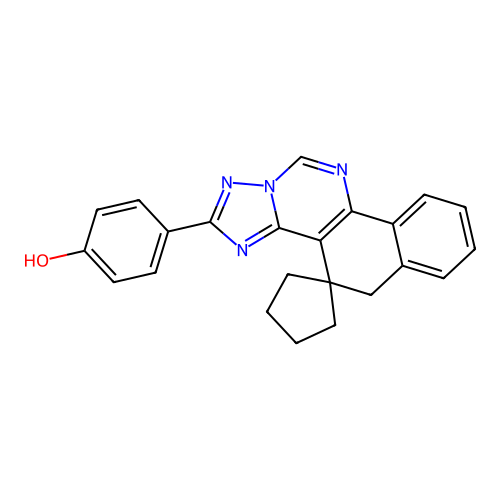 4-(5H-spiro[benzo[h][1,2,4]triazolo[1,5-c]quinazoline-4,1'-cyclopentan]-2-yl)phenol structure