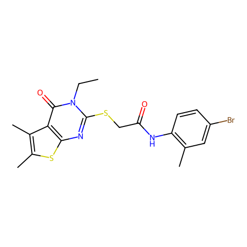 N-(4-bromo-2-methylphenyl)-2-(3-ethyl-5,6-dimethyl-4-oxo(3-hydrothiopheno[2,3-d]pyrimidin-2-ylthio))acetamide structure