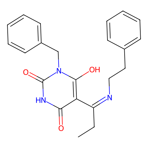 1-benzyl-5-[1-(phenethylamino)propylidene]-1,3-diazinane-2,4,6-trione structure